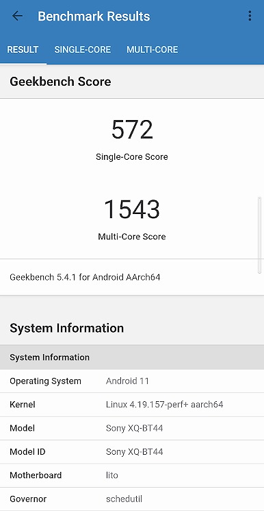 楽天モバイル Xperia 10 III Lite Geekbench ベンチマーク