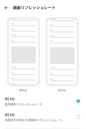 楽天モバイル OPPO A55s 5G リフレッシュレート