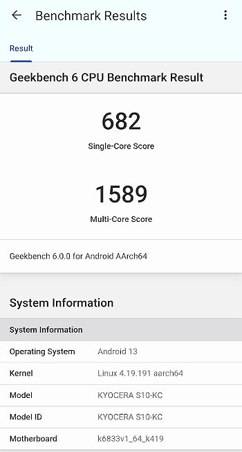 ワイモバイル Android One S10 Geekbench6 ベンチマークスコア